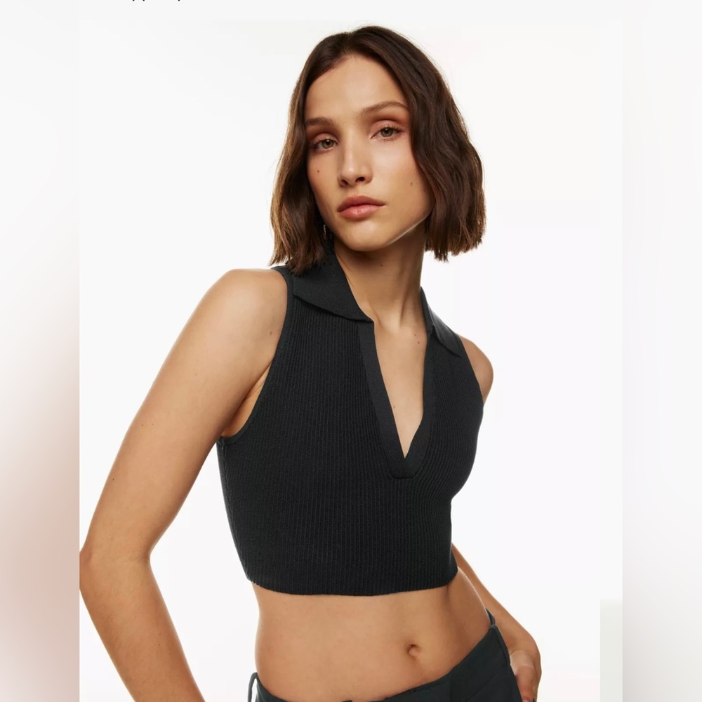 Aritzia sculpt knit polo top